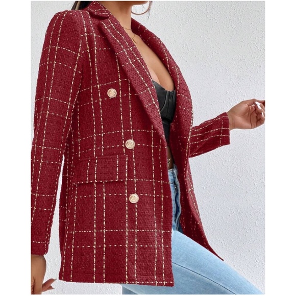 Classic Plaid Button up Tweed Blazer - Picture 10 of 12